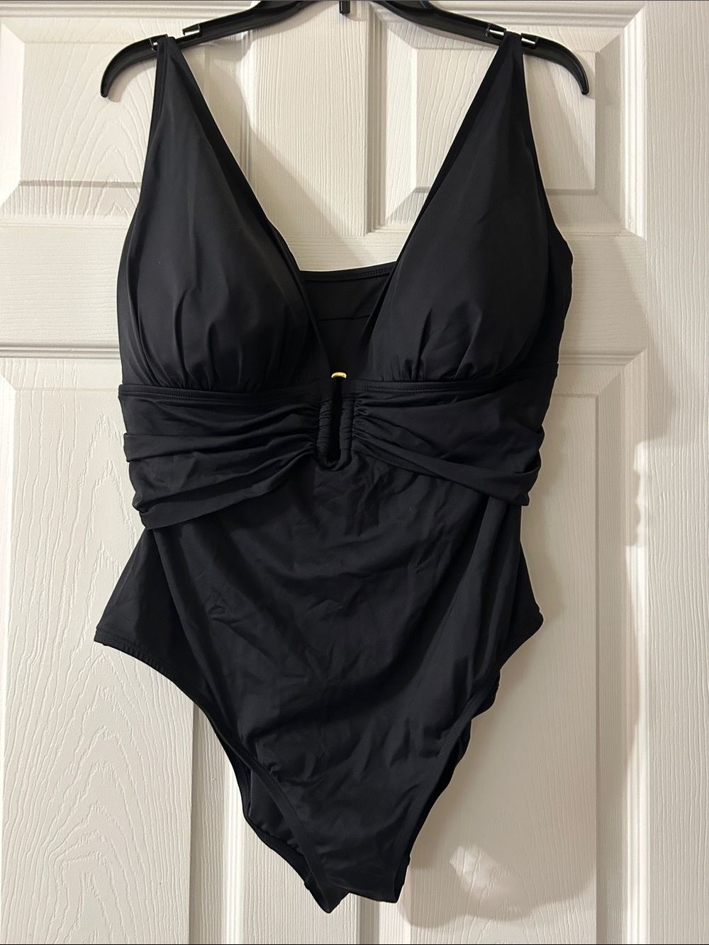 Bleu Rod Beattie Black One-Piece Swimsuit with Ruching